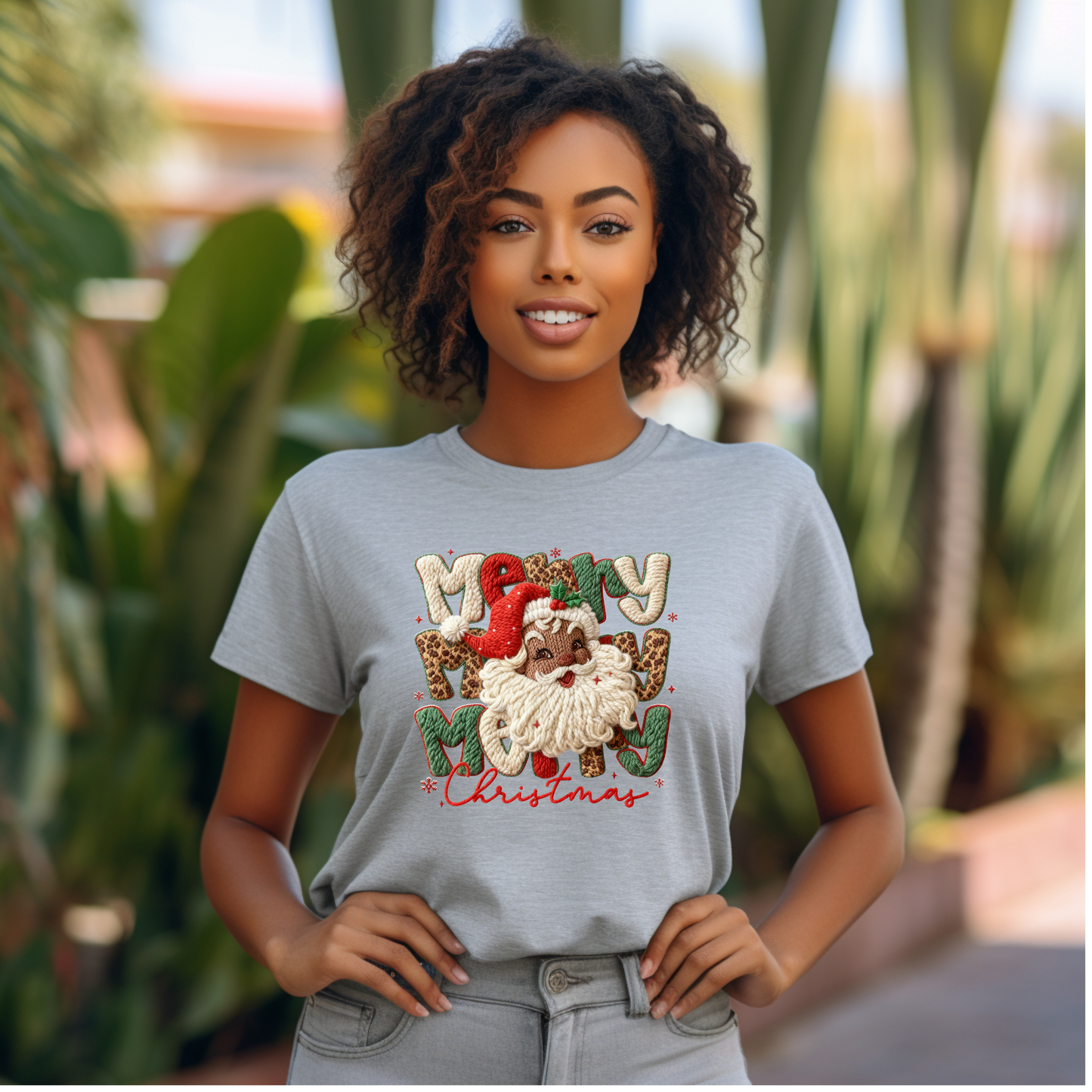 Leopard Merry Christmas Heritage Santa Latch Hook Yarn Crochet