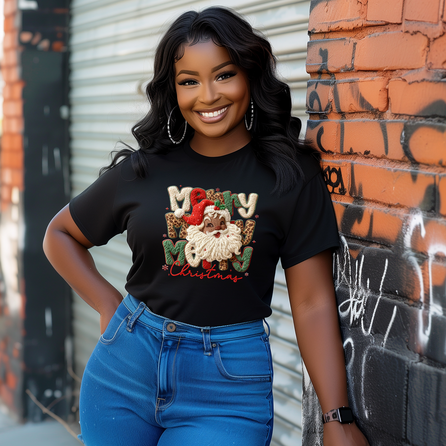 Leopard Merry Christmas Heritage Santa Latch Hook Yarn Crochet