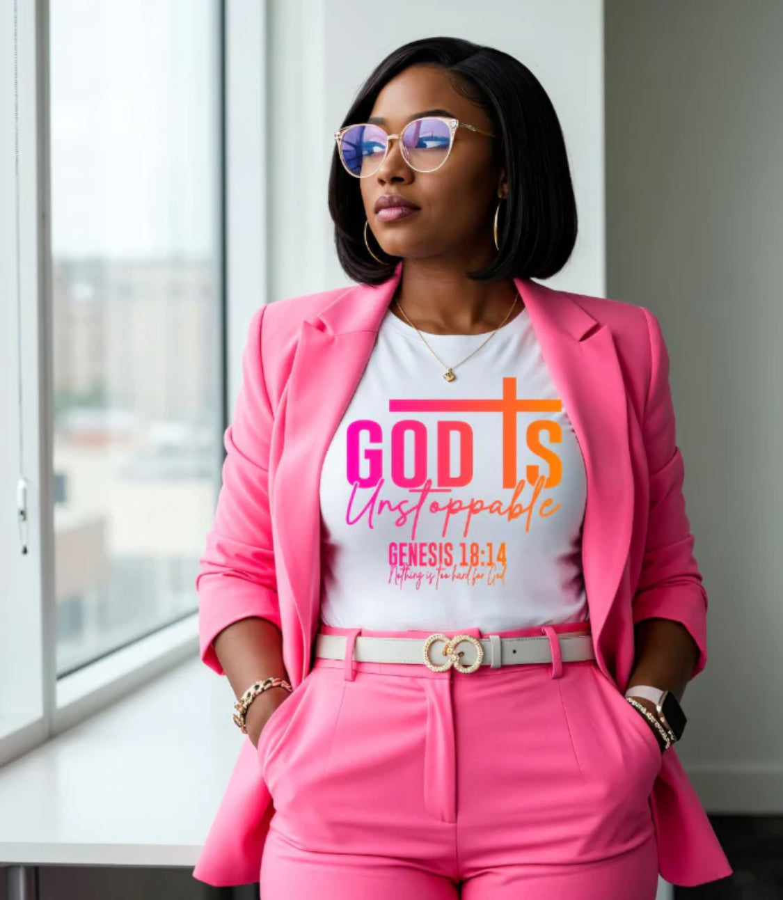 GOD IS UNSTOPPABLE    (PINK/ORANGE OMBRE)